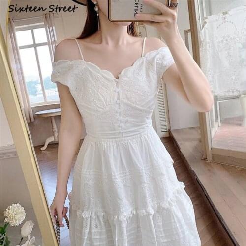 White Lace Dress for Woman Straped V-neck High Waisted Sexy Evening Party Dresses Female Runway Design Mini Bodycon Dress