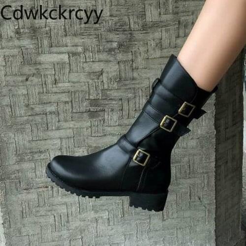 Winter The New fashion Thick heel Martin boots College style Handsome personality Side zipper High heel Women boots size 34-43