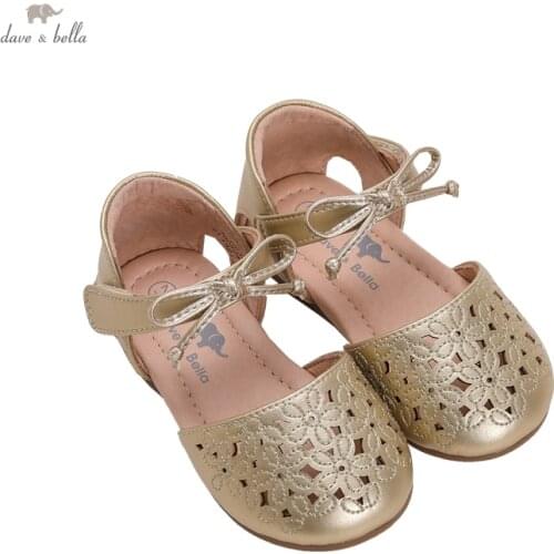 DB16520 Dave Bella summer fashion baby girls bow floral sandals new born infant shoes girl sandals cute shoes