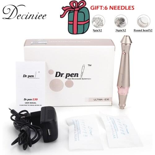 E30 Dr Pen Microneedle Electric Derma Pen with 6 Pcs Cartridges Professional Skin Care Tool Kit Face Skin Care Treatment Machine