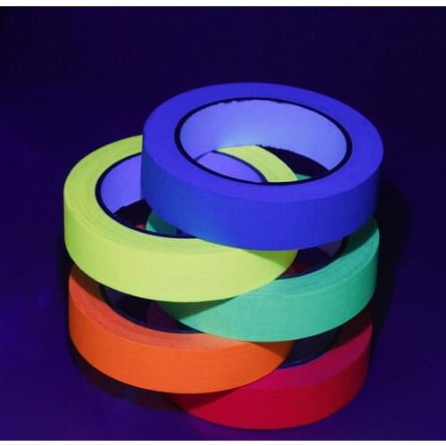 6pcs/Set Fluorescent Tape UV Blacklight Reactive Glow in The Dark Tape Neon Gaffer Tape Safety Warning for Home Decor
