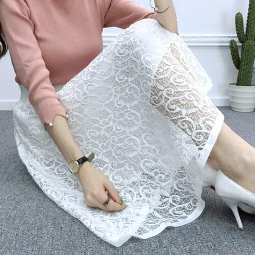Women Skirt Summer Elegant Knee-length High Waist Skirts Mesh Tutu Pleated Skirt Female Double Layers