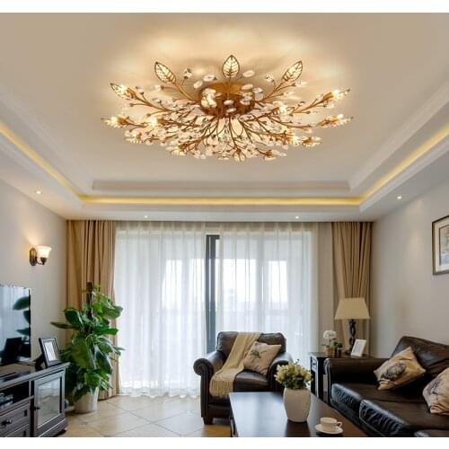 Crystal Ceiling Chandelier Indoor Lighting Chandeliers Leaf Luster For Living Room Bedroom Kitchen LED Fixture Lights