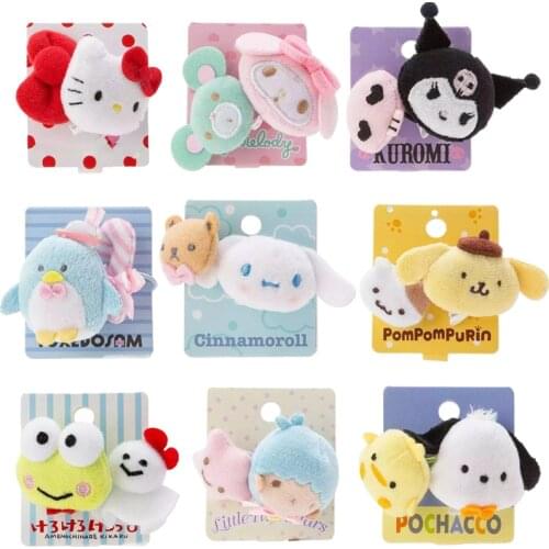 10 Styles Anime Figures Kawaii Kuromi Cinnamoroll Kitty My Melody Plush Purin Dog Cartoon Hair Rope Hair Accessory Girl Gift