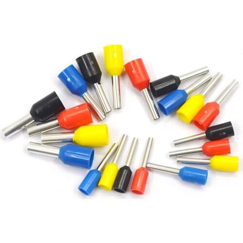 50pcs VE0508 VE1008 VE1508 VE2508 VE7508Pin terminal Insulated Ferrules Terminal Crimp Terminator cold pressed insulated termina