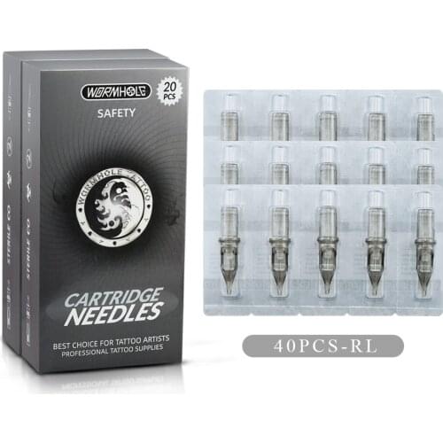 40Pcs Professional Sterilized Tattoo Cartridge 0.35MM #12 Round Liner Eyebrow Lip Makeup Needles For Body Art Tattoo Accessories