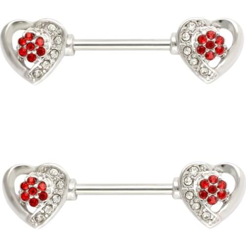 JHJT 2 pcs 14G Heart Nipple Ring Nipple Piercing Mamilo Sexy Women Nipple Rings Cover Pircing Body Jewelry