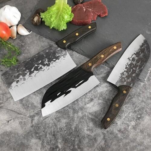 Forged Hammer Pattern Stainless Steel Kitchen Knife Meat Cleaver Slicing Knife Chopping Knife Chefs Knife Professional Knives