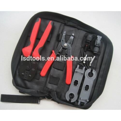 LY-K2546-3 MC4 crimping hand tool set for MC4 connector solar cable,MC4 spanner crimper wire cutter combined solar PV tool kit