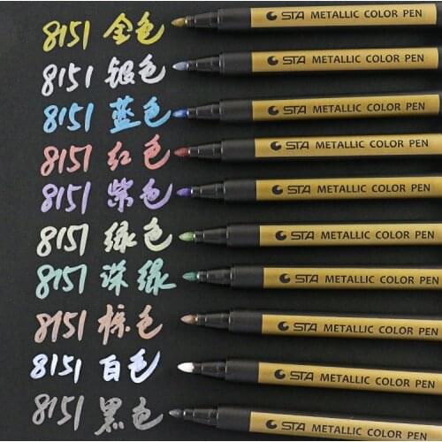 10 Pcs /Set Metallic Color Marker Pen DIY Rock Painting Photo Album Scrapbook Highlighters Creative Writing Art Marker Supplies