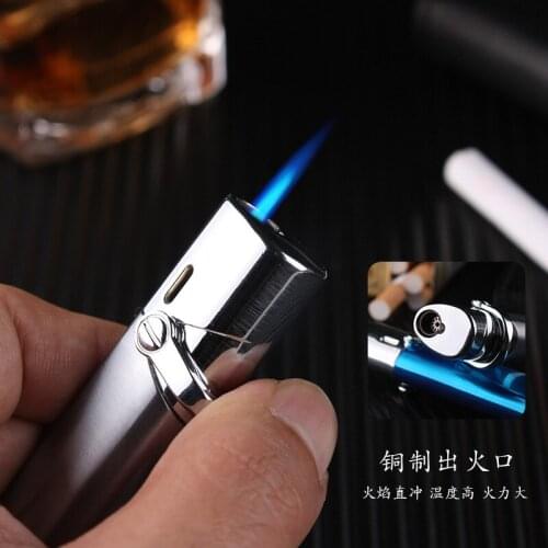 Metal Torch Long Strip Jet Lighter Turbo Butane Cigar Pipe Creative Lighter Inflatable Cigarette 1300 C Fire Windproof No GAS