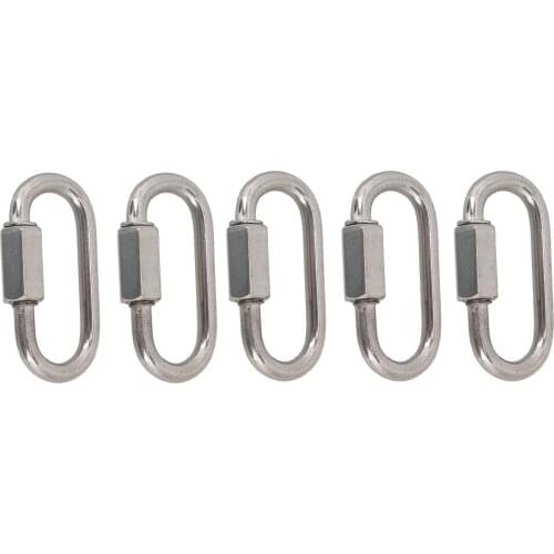 Multifunctional 304 Stainless Steel Carabiner Quick Oval Screwlock Link Lock Ring Hook M3.5 Pack of 5