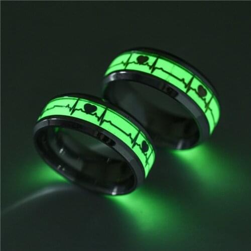 FDLK Fashion Heart Shape Luminous Ring Glowing In Dark Couple Rings For Friends Gift Stainless Steel Jewelry Wholesale