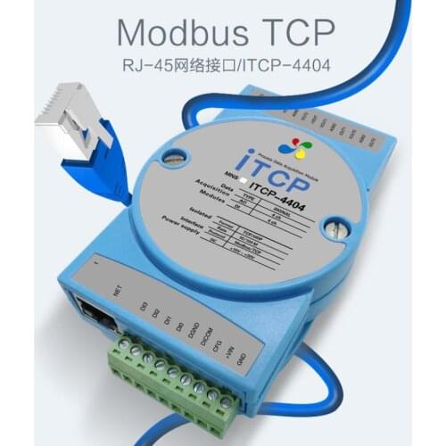 Modbus TCP DAQ 4AO 4DI Data Acquisition Module Analog Output 12-bits 0-10V 4-20mA Ethernet Din Rail Adam English Software