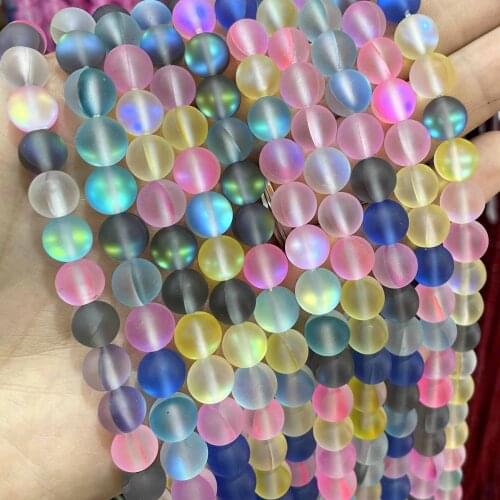 6 8 10 12mm Multicolor Austria Crystal Glitter Moonstone Round Loose Beads For DIY Jewelry Making Bracelet Accessories