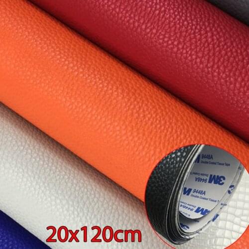 20x120cm Self Adhesion Litchi Faux Synthetic Leather Patches Big Size Multicolor PU Sofa Hole Repair Car Sticker Decoration