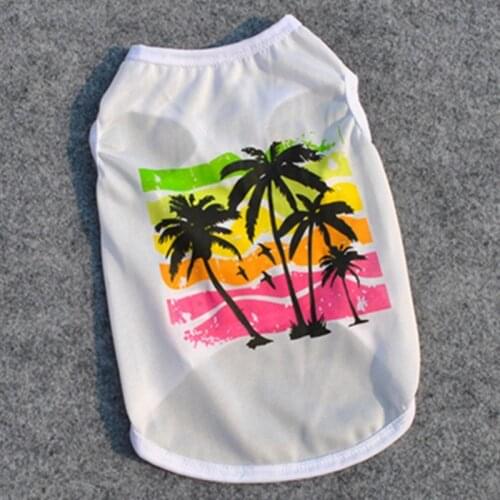 Dog Clothes Kawaii Coconut Tree Printed Puppy T-Shirt Soft And Breathable Dog Cat Vest Coat Pet Cat Summer Apparel Clothing