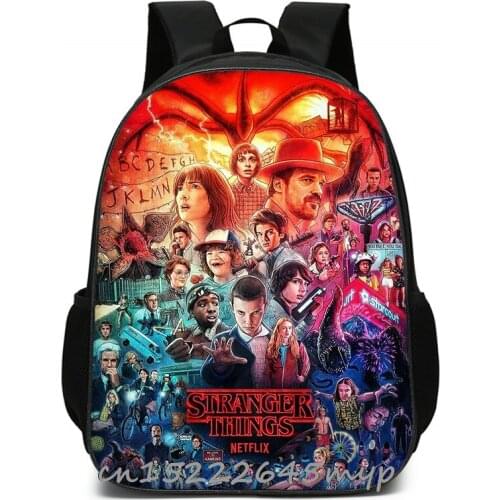 Autumn Printing Stragner Things Backpack For Kids Bags For Girls Boys Children Schoolbag Boys Bookbag Kids Mochila