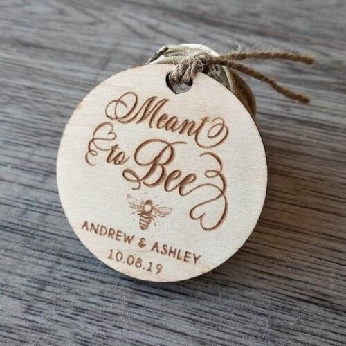 Personalized Meant to bee wooden tags,laser cut tags,Custom Gift tag,Rustic wedding favor