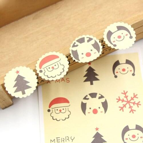 10 sheets/bag Merry Christmas Santa Claus Gift Tags Stickers Favors Party Accessories Christmas DIY Biscuit Gifts Decoration
