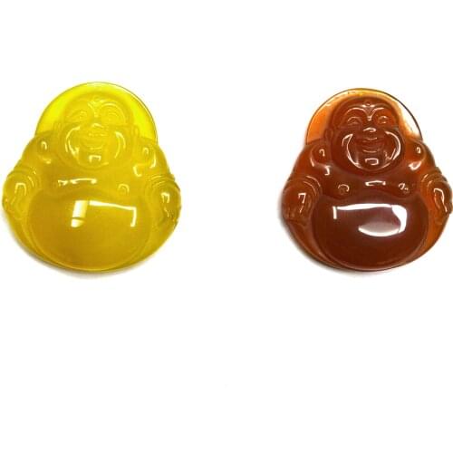 Laughing Buddha Burma Red Carved Agate Pendant