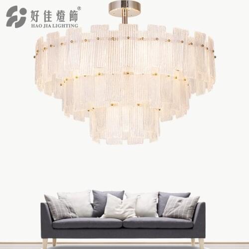 Post-modern living room glass chandelier ring creative suction hanging dual-purpose art restaurant hotel villa chandelier