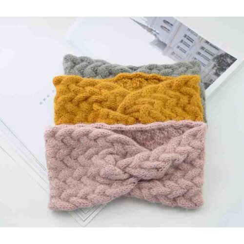 Winter Warm Wool Cross Knitted Headband for Women Warmer Solid Color Turban Headwrap Hairbands Women Hair Accessories Headwear