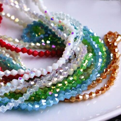 STENYA 4mm Crystal Beads Bicone Shape Stone Long Lariat Necklace Diy Bracelet Jewelry Findings Earrings Glass Charms Accessories