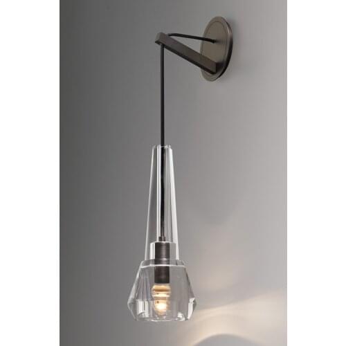 Modern Clear Glass LED Wall Lamp Black Body Bedroom Bedside Wall Light Sconce Cable Adjustable Aisle Corridor Lamp Surface mount