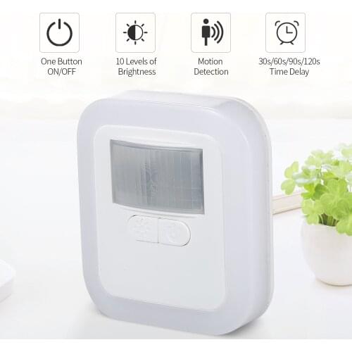 LED Plug-in Motion Sensor Light control Wall Night Lamp Brightness 30s/60s/90s/120s Lighting Time Adjustable for Living Room