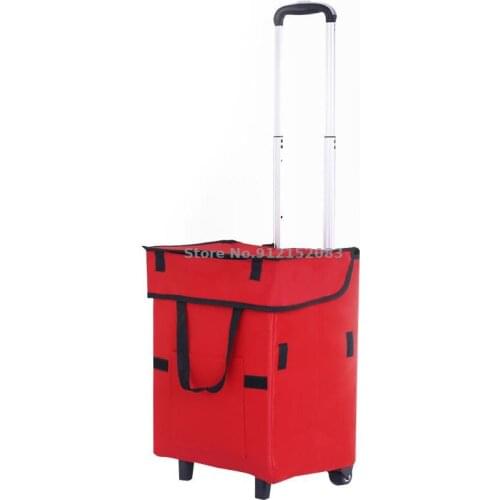 Trolley Grocery Shopping Bag Folding Cart Grocery Shopping Bag With Silent Wheels Bag Large Capacity Oxford Cloth Lightweight Su