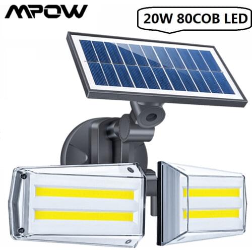 Outdoor 80 COB LED Solar Light for Mpow PIR Motion Sensor 20W Wall Light Waterproof Solar Light for Garden Street Decoration