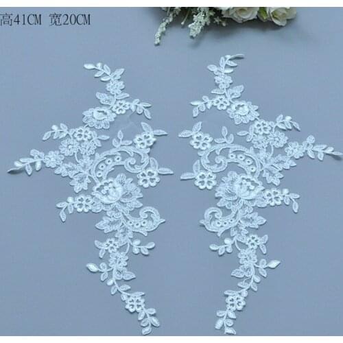 10 Pairs Packed Bodice Lace Applique Embroidery Lace Patch Sewing on DIY Craft Projects Bridal Dress Bridal Veil Decoration