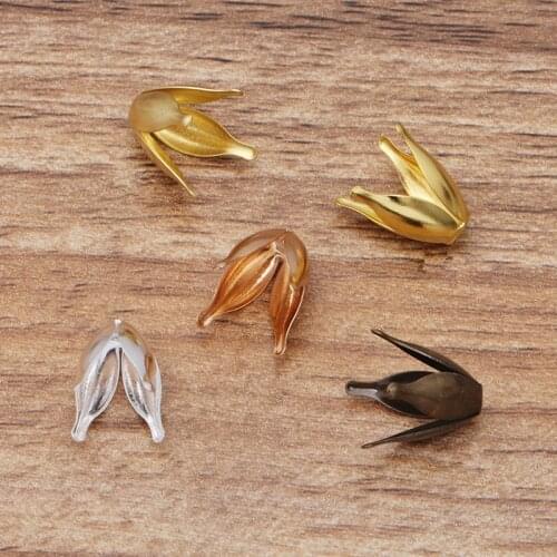 100pcs 10x13mm Metal Brass Flowers Beads Caps Tassels Cap DIY Handmade Accessories For Jewelry Making