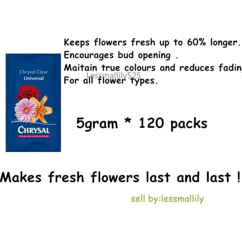 120Packs Chrysal Flower Food Fresh Cut Flowers Clear Formula Hydrate Nourish Keep Flower Fresh Encourage Bud Open Maintain color