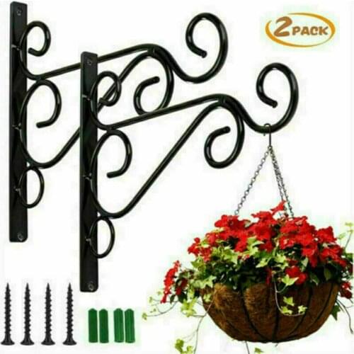 2 Pcs Garden Plant Wall Mounted Metal Hanging Bracket Decorative Plant Hanger Outdoor Wall Garden Hook For Flower Pot Rack