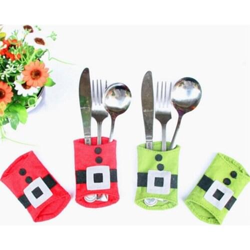 2021 Christmas Gift Tableware Fork Knife Holder Bag Navidad Noel Christmas Decorations For Home Dinner Table Eve Decor