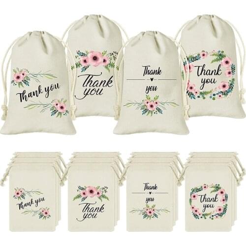 5pcs thank you Canvas Hangover Kit candy gift Bags rustic wedding bridal baby shower Anniversary birthday Party decoration Favor