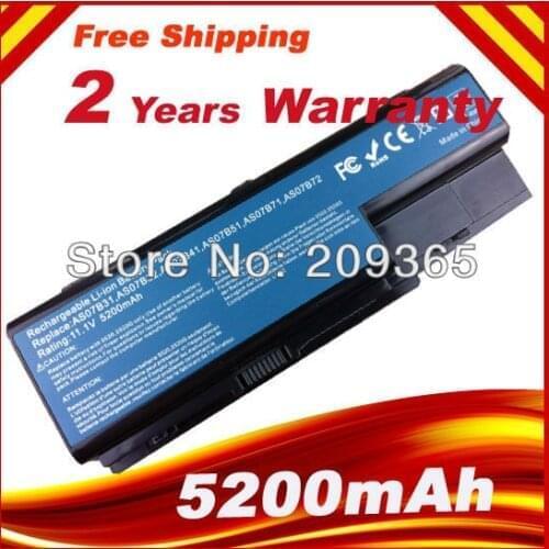 Laptop battery For Acer Aspire 5520 5720 5920 6920 6920G 7520 7720 7720G 7720Z AS07B31 AS07B41 AS07B42 AS07B72