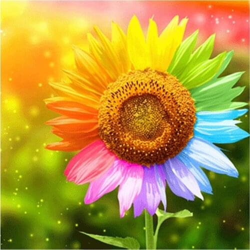 Diamond Painting Art Kit DIY Cross Stitch by Number Kit DIY Arts Craft Wall Decor Full Drill Colorful Sunflower