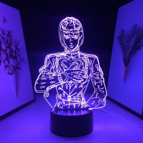 Anime JoJos Bizarre Adventure Bruno Bucciarati LED Night Light for Bedroom Decor Birthday Gift Light Manga 3D Table Lamp