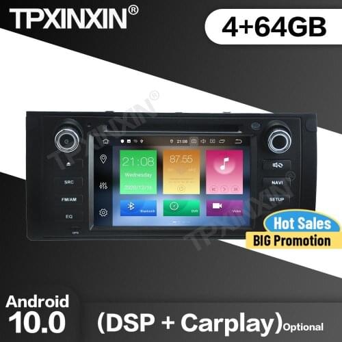 4+64G Carplay Car Radio 2 Din Stereo Receiver Android 10.0 For BMW E39 GPS NAVIGATION Auto Multimedia Player Recorder Head Unit