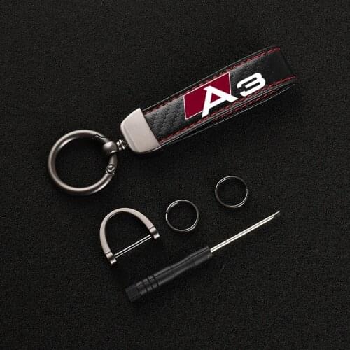 For audi A3 A4 A5 A6 A7 A8 Q3 Q5 Q7 Q8 car Accessories High-Grade Leather Car KeyChain 360 Degree Rotating Horseshoe Key Rings