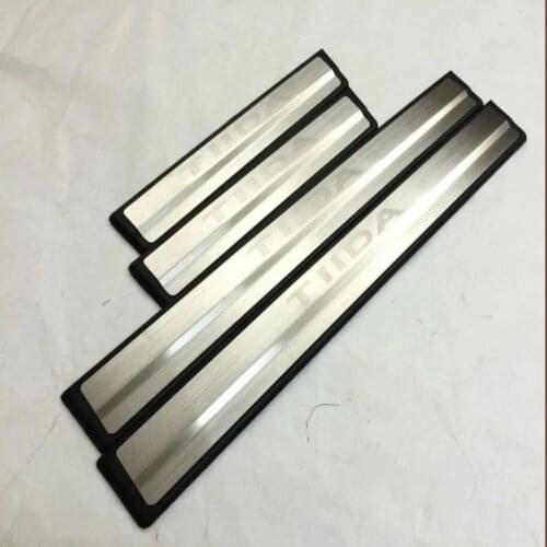 Car Accessories Styling For Nissan Tiida Ii Stainless Steel Door Sill Scuff Plate Trims Protector Cover Auto Sticker 2015-2018