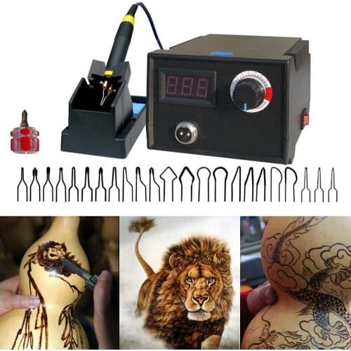Wood Burner Adjustable Temperature Digital Display Pyrography Machine Pyrography Pen Burning Machine Gourd Crafts Tool Set