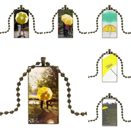 For Women Gifts Boy Design Fashion Vintage Glass Women Rectangle Necklace Pendants 2019 How I Met Your Mother Yellow Umbrella