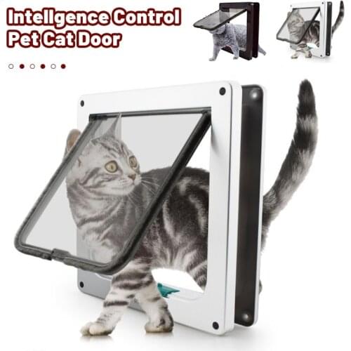 Intelligent Control 4 Way Safe Cat Gate Doors ABS Animal Small Pet Cat Dog Door Pet Supplies Flap Door Pet Kitten Door