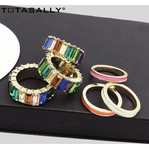 TOTASALLY Fashion Designed Luxury Finger Ring for Women Imitation Colorful Crystal Rings Jewelry anillos de mujeres for party