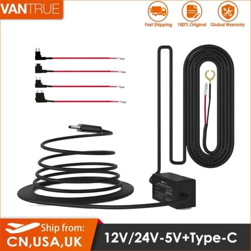 Vantrue 11.5ft Type C USB 12V 24V to 5V Hardwire Kit with Mini, ACS, ATO, Micro2 Low Voltage Protection for N4/T3/N2s Dash Cam