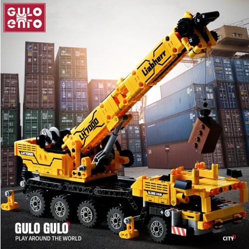 City Technician Constructor Engineering Mobile Crane Vehicle Bricks Set Building Blocks Creative Kids Toys For Children Gifts